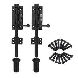 Slide Bolt Gate Latch Thickened Heavy Duty Door Latch Lock 304 Stainless Steel Barrel Bolt Lock Black Solid Gate Lock Door Latches Hardware with Screws and Dust Canister