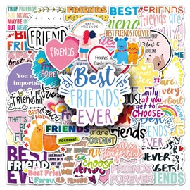 Friendship Stickers Kids Teens Girls Students Cute 51 PCS Friends Forever English Phrases Decoration Laptops Decals Phone Water Bottle Cup Luggage Computer Wall Award Sticker