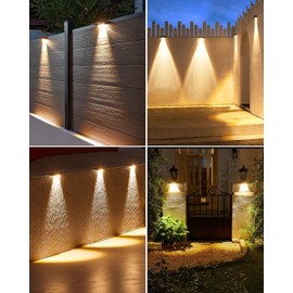 LIFENGSOLER Bright Solar Fence Lights, Fence Solar Lights Outdoor Waterproof LED with 2 Brightness, Durable Outdoor Wall Light for Step, Deck, Backyard, Patio and Stair Railings (Warm White 12 Pack)