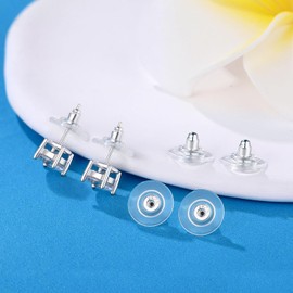 Pack of 100 Earring Stopper Stud Buckle Universal Earring Safety Ball Stud Earrings Clear Rubber Earring Back Coupling for Women Closure Earring Stopper Plastic