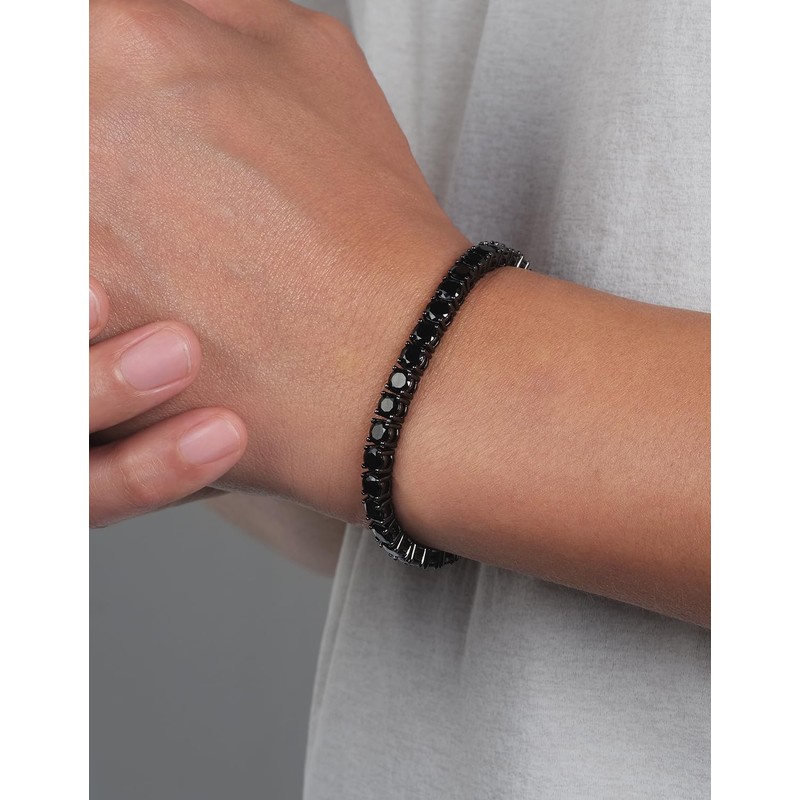 KRKC&CO Tennis Bracelets for Men Women, Black 5A CZ Bracelet,