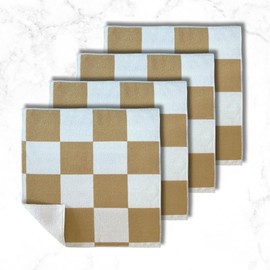 Cloak & SAGE 13" x 13" Luxury Microfiber Cleaning Cloths | Latte – 4 Pack | Premium Checkered All-Purpose Microfiber Towels for Cleaning Glass, Kitchens, Bathrooms, Automotive, & Supplies (4, Latte)