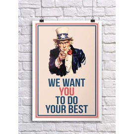 JSC376 Uncle Sam We Want You Classroom Poster | 18-Inches by 12-Inches | Premium 100lb Gloss Poster Paper