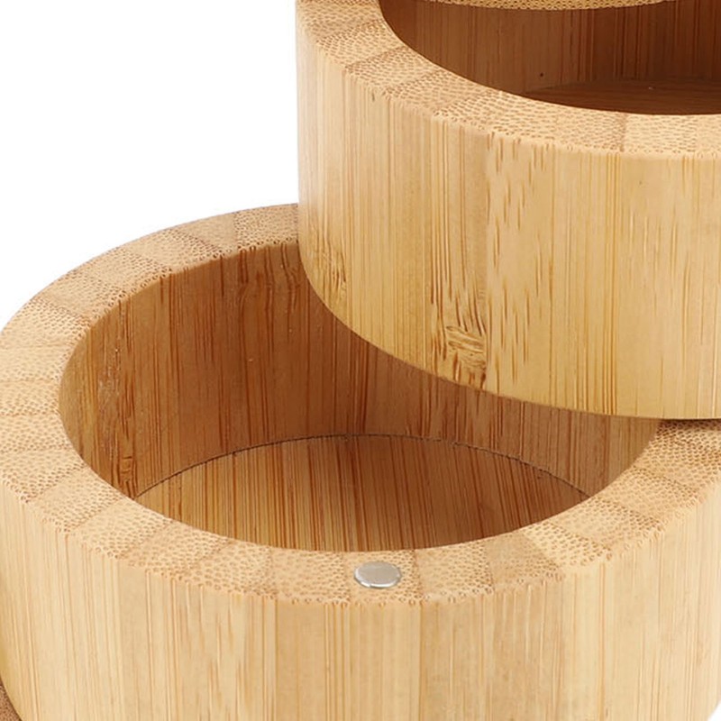 Home 3 Tier Bamboo Wood Container 3 Tier Seasoning Container