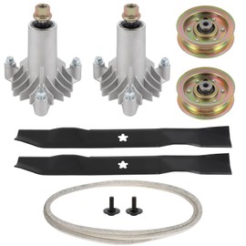 OCPTY Lawn Mower Deck Rebuild Kit 42", Mower Blade Rebuild Kit Fit for Sears, for Craftsman LT1000 LTX1000, 1 Belt 2 Spindle Assembly 2 Mower Blades 2 Pulleys
