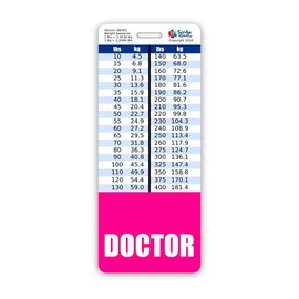 Doctor Badge Buddy Vertical w/Height & Weight Conversion Charts (Oversized, Pink)