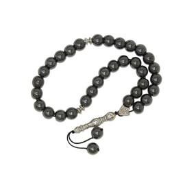 W26 10mm Hematite Gemstone Beads 33 Bead Stress Relief Fidget Worry Prayer Beads Tasbih