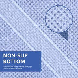 Vnoss Hot Yoga Towel - Microfiber Non Slip Yoga Mat Towel with Grip Dot Sweat Absorbent Towel for Hot Yoga, Pilates and Fitness 72" x 24", Blue