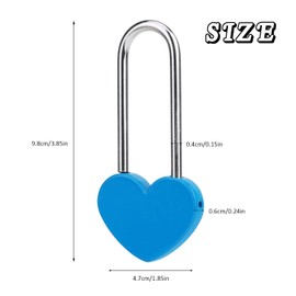 VeYocilk 2Pcs Blue Love Lock Heart Padlock, Aluminium Alloy Single Heart Lock for Lovers Couple Friends Valentine's, Anniversary,Travel, Gift (No Key) (Blue, Aluminium)