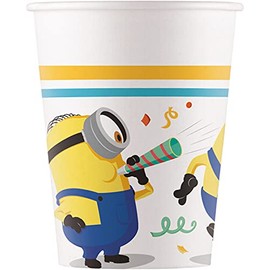 Procos 93512 – Party Cups Minions Rise Of Gru, Max. Capacity 200 ml, Pack of 8, Disposable Paper Cups, Children's Birthday, Party Tableware, FSC® Mix