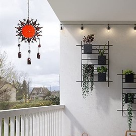 Comfy Hour Sun Moon Face - Carillón de viento para colgar en casa y jardín (58,4 cm), color rojo y marrón