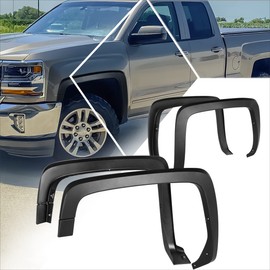 4Pcs Front Rear Wheel Fender Flares Compatible with 14-19 Chevy Silverado 1500 2500HD 3500HD Fleetside