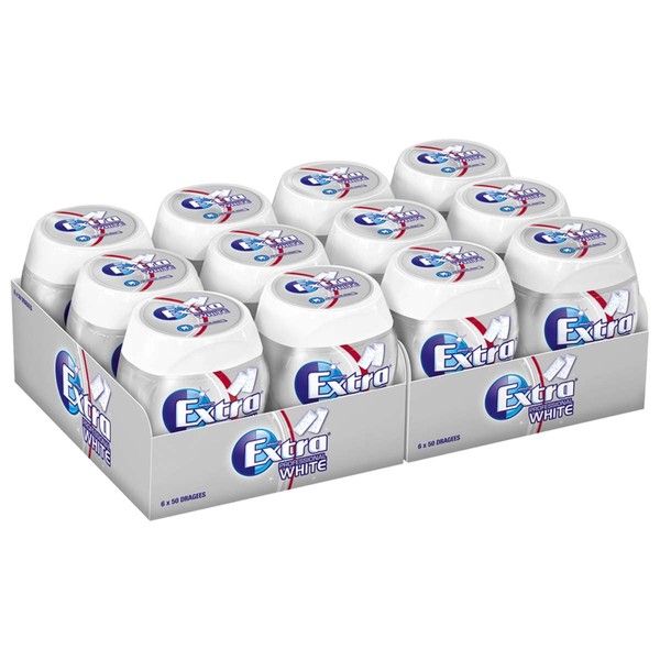 Wrigley's EXTRA Professional White Sugar Free Tins of 50 Dragees Pack of 12