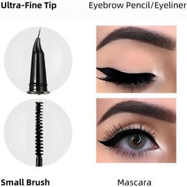 MZKV Máscara De Pestañas Multifunción Con Delineador De Cejas, Rímel Negro Con Pincel Pequeño Para Pestañas Finas E Inferiores, 3 Colores, Punta Ultrafina, Resistente Al Agua, Larga Duración(Marrón
