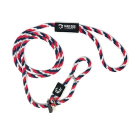 Mad Dog Products 1/2" x 15' Easy Leader Red/White/Blue Solid Braid English Slip Lead Dog Leash - Made in USA