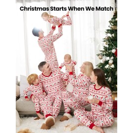 PATPAT Family Christmas Pajamas Matching Sets Reindeer and Snowflake Patterned Sleepwear Xmas Holiday PJS Set Kids 2 Years