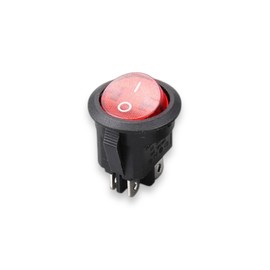 Red On-Off Illuminated Round Rocker Switch DPST, 230V, 20mm Snap-In Mounting, 4 Terminals, 10A/125VAC, 6A/250VAC for DIY models, Car, Motorbike, Caravan, Electronics, Home Appliances, Automotive