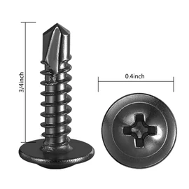 Wensilon (300Pcs)#8×3/4” for Sheet Metal Self-Tapping Screws 410 black Stainless Steel Truss Head High-Strength Quick Tapping