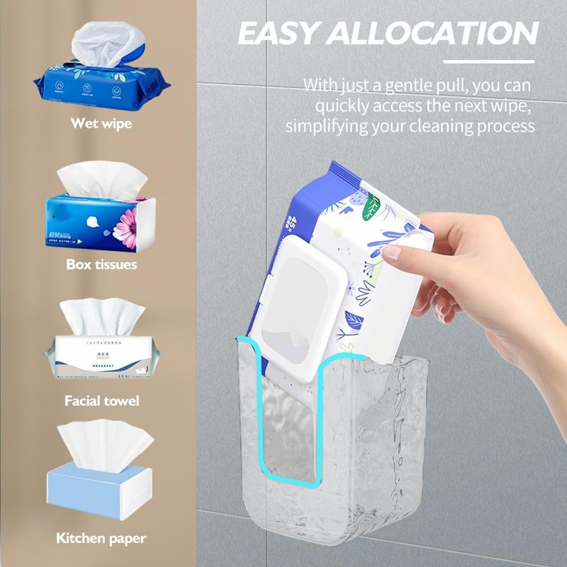 2pcs Bathroom Wipes Holder, Kitchen Wall Mounted Wipes Container