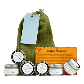 Indian Masalas Gift Bag with 6 Organic Seasonings | Great Present for People Who Love Indian Food!