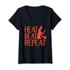 Womens Heat Beat Repeat Forge Work Blacksmith Humor V-Neck T-Shirt