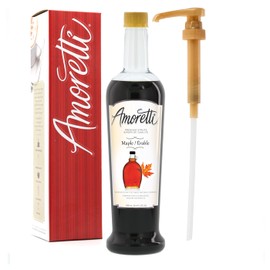 Amoretti - Premium Maple Syrup, 94 Servings Per Bottle (750 ml), with Pump for Flavoring Coffees, Cocktails, and other Beverages, Gluten Free, GMO/GEO Free, Preservative Free