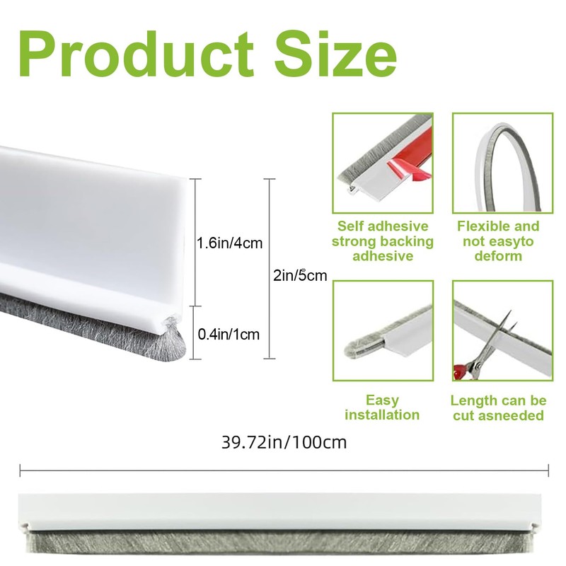DINGLIAN 2 PCS Door Brush Bottom Sweep, Door Sweep for