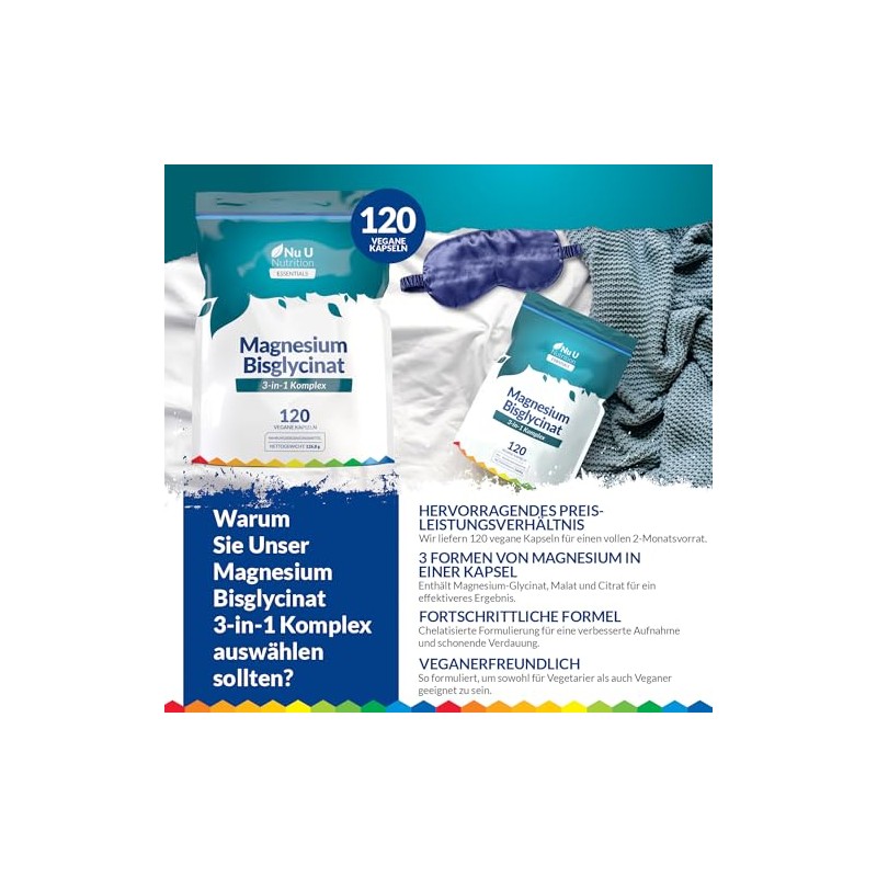 Magnesium Glycinate 3-in-1 Complex - 384 mg Elementary Magnesium -