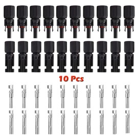 TRAMILY Solar Plug Solar Cable Connector Male/Female Double Sealing Rings for Better Waterproof Effect (10 Pairs)
