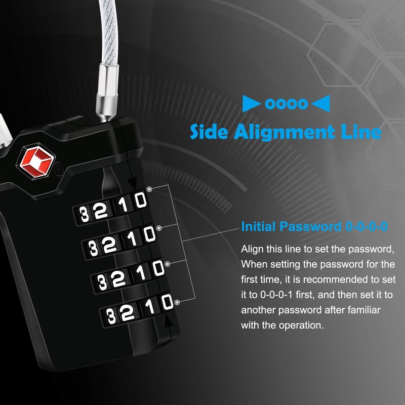 Diyife TSA Luggage Locks with 14 cm Flexible Cable, 4-Digit
