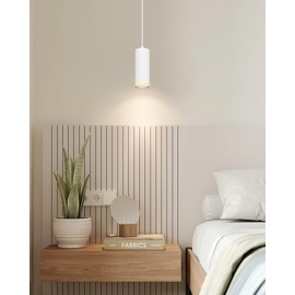 BOYIR Pendant Light Modern Cylinder White Pendant Lamp 15 cm Height Adjustable Aluminium Chandelier with GU10 Socket Max. 60 Watt Pendant Lamp Ceiling Light for Living Room Bedroom