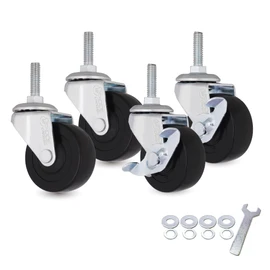 AXL 5/16 UNC Threaded Stem Caster Wheels Set of 4, 2 Inch Swivel Casters (2 Locking, 2 Non-Locking), 1" (25mm) Stem Length Replacement Wheels for Utility Cart, Shelf, Cabinet, Furniture