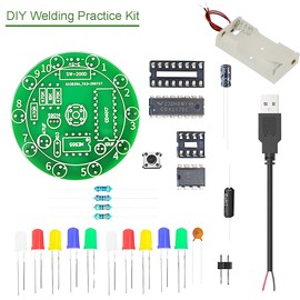 Youmile 2 pcs DIY Welding Practice Kit, Shake the Lucky Wheel LED Light PCB Assembly Welding Electronics Training Board Button, vibration switch control Spin Random Stop for Welding Practice Project