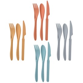 Knives Spoons and Forks Set, Wheat Straw Cutlery Set, Reusable Flatware Set for 4, Utensils for Party, Travel, Work, Picnic, Camping or Daily Use (2)