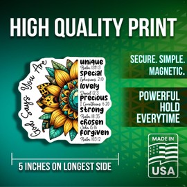Inspirational Magnets - Bible Verse Magnets - Sunflower Art Magnets - Christian Fridge Magnets - Motivational Scripture Magnets- 2 Pack - Made in USA - PLDFMAG3417