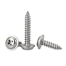 FandWay Phillips Pan Head With Washer Self-Tapping Screws, M5 x 12/16/20/30/40mm,304 Stainless Steel Wafer Head Tapper Screws, Truss Head Screws, Wood Screws Assortment Set (20-Pieces/each)