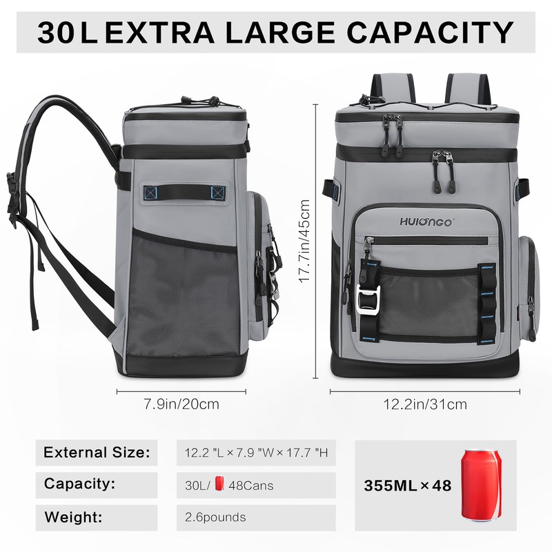 Hulongo Large Waterproof Insulated Cooler Backpack for Men & Women,