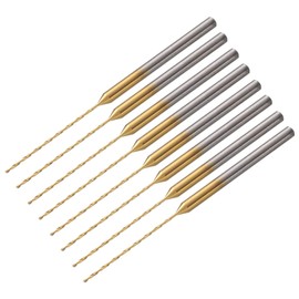 sourcing map 8Pcs 0.6mm Mini Twist Drill Bit, Micro Engraving Drill Bits High-Speed Steel 2.35mm Shank Titanium Coated for DIY Resin, Amber and Wood