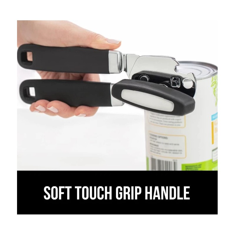 GORILLA GRIP Stainless Steel Can Opener, Smooth Edge, Easy Turn,