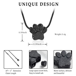 QGJNSGC Cremation Urn Necklace for Ashes, Paw Print Cremation Jewellery, Ash Necklace Keepsake Jewellery for Pet/Dog/Cat Ashes Pendant Memorial Gifts