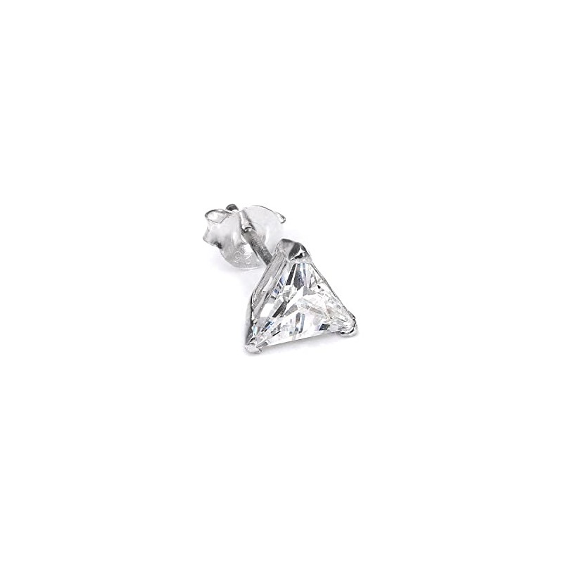 jewellerybox Sterling Silver Triangular Clear 8mm CZ Crystal Men's Ear