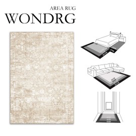 WondRg 2x5 Washable Runner Rug Beige Modren Neutral Hallway Kitchen Farmhuose Area Rug Bedroom Side Indoor Carpet Non Slip Low Pile Soft Throw Rug for Entrance Bathroom Decor