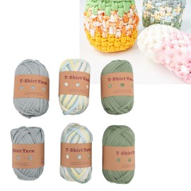 T Shirt Yarn, 6 Pack Soft Crochet Yarn for Beginner, High Elastic Polyester Fabric, Each Ribbon Yarn 100g/32.8yds, Colorful Knitting Yarn for Crochet Bags, Blanket, Coaster, DIY