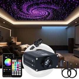 AKEPO 16W Twinkle APP Fiber Optic Starlight Headliner Lights Kit, 650pcs 13.1ft/4m 0.03in Optical Fiber Star Music Activated RGBW Ceiling Light Kit for Car Headliner Star/Home