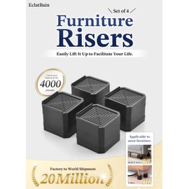 EclatBain Bed Risers Furniture Risers Heavy-Duty Rectangular Adjustable Block Lift to 3 inches and 4.3 inches Desk, Sofa, Chair Legs, Refrigerator, Washing Machine Support up to 4000 pounds