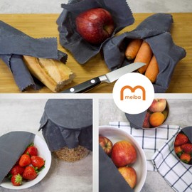 Set of 6 Beeswax Cloths meiba | Oilcloths for Food | Alternative Aluminium Foil Cling Film | Food Packaging | Reusable Wax Paper | Washable