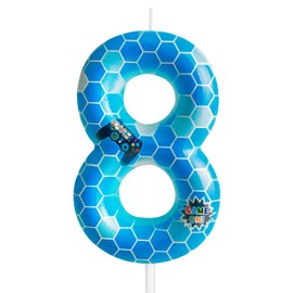 FUNCANDLE Game Birthday Number 8 Candles,Gamepad Pattern Game Number 8 Birthday Candle,Happy Birthday Candle,Game Controller Theme Party Boy Girls Birthday Party Decorations