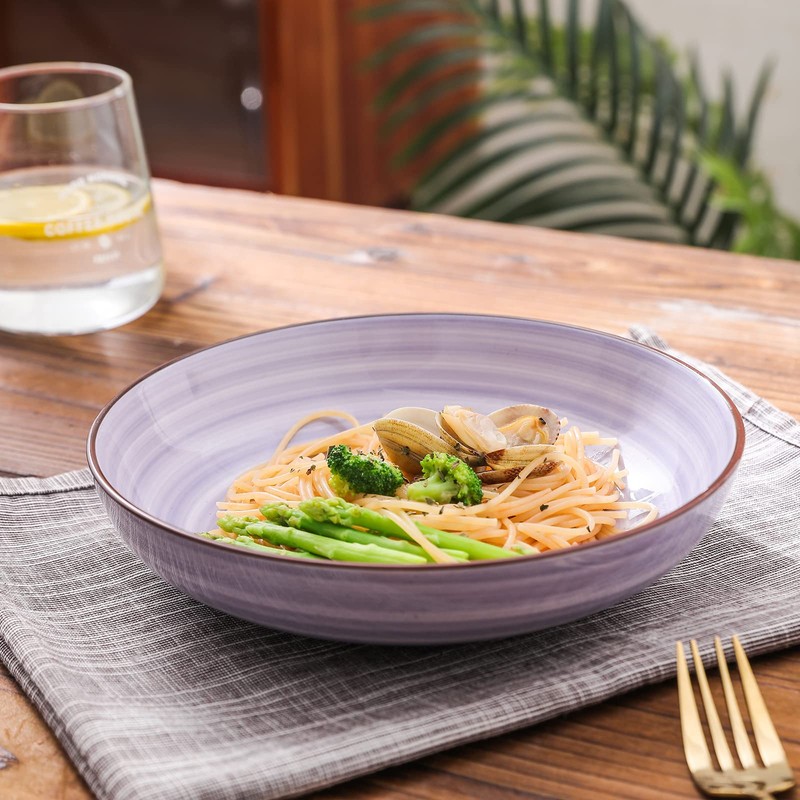 Selamica Porcelain 26 Ounce Salad Pasta Bowls, 8 inch Wide