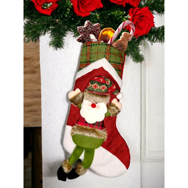24x7 Bota Navideña Diseño 3d Roja Decorativa Navidad Christmas