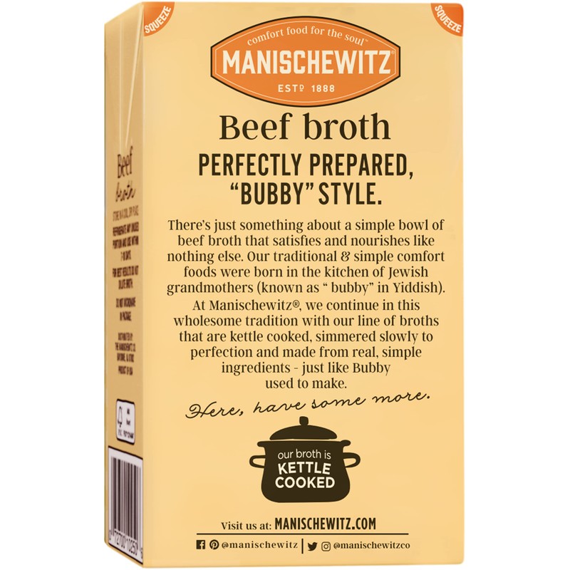 Manischewitz Beef Broth 17oz (3 Pack), Flavorful, Kettle Cooked, and
